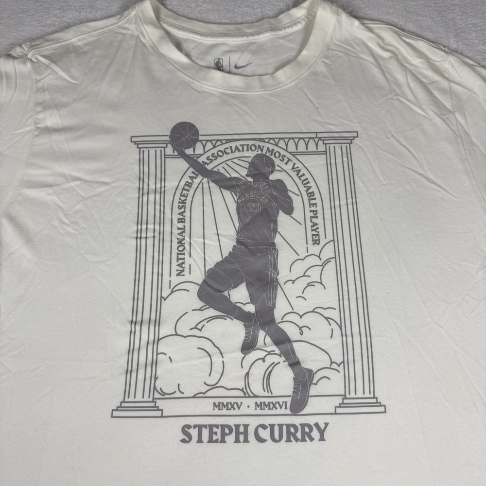 Nike Dri-Fit Steph Curry MVP Back To Back 2015-16 Off White T-shirt XXL